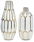 Mohsen Vase Set (2/CN) - Gold Finish/White