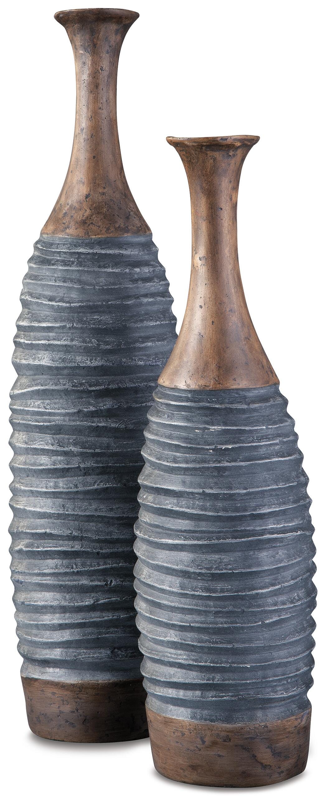 Blayze Vase Set (2/CN) - Antique Gray/Brown