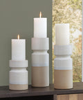 Hurston Candle Holder Set (3/CN) - Ivory/Brown