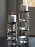 Brentley Candle Holder Set (2/CN) - Clear/Silver Finish