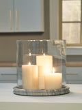 Saskia Candle Holder - Clear/Beige