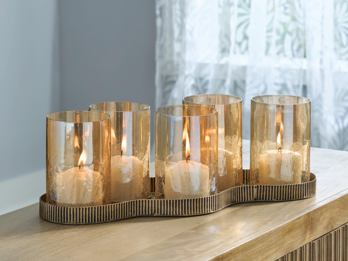 Evereton Candle Holder - Antique Gold Finish