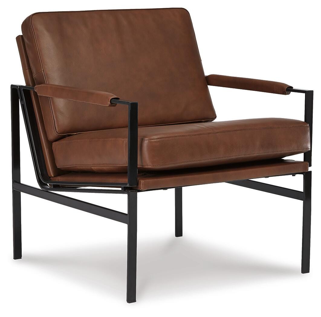 Puckman Accent Chair - Brown/Silver Finish