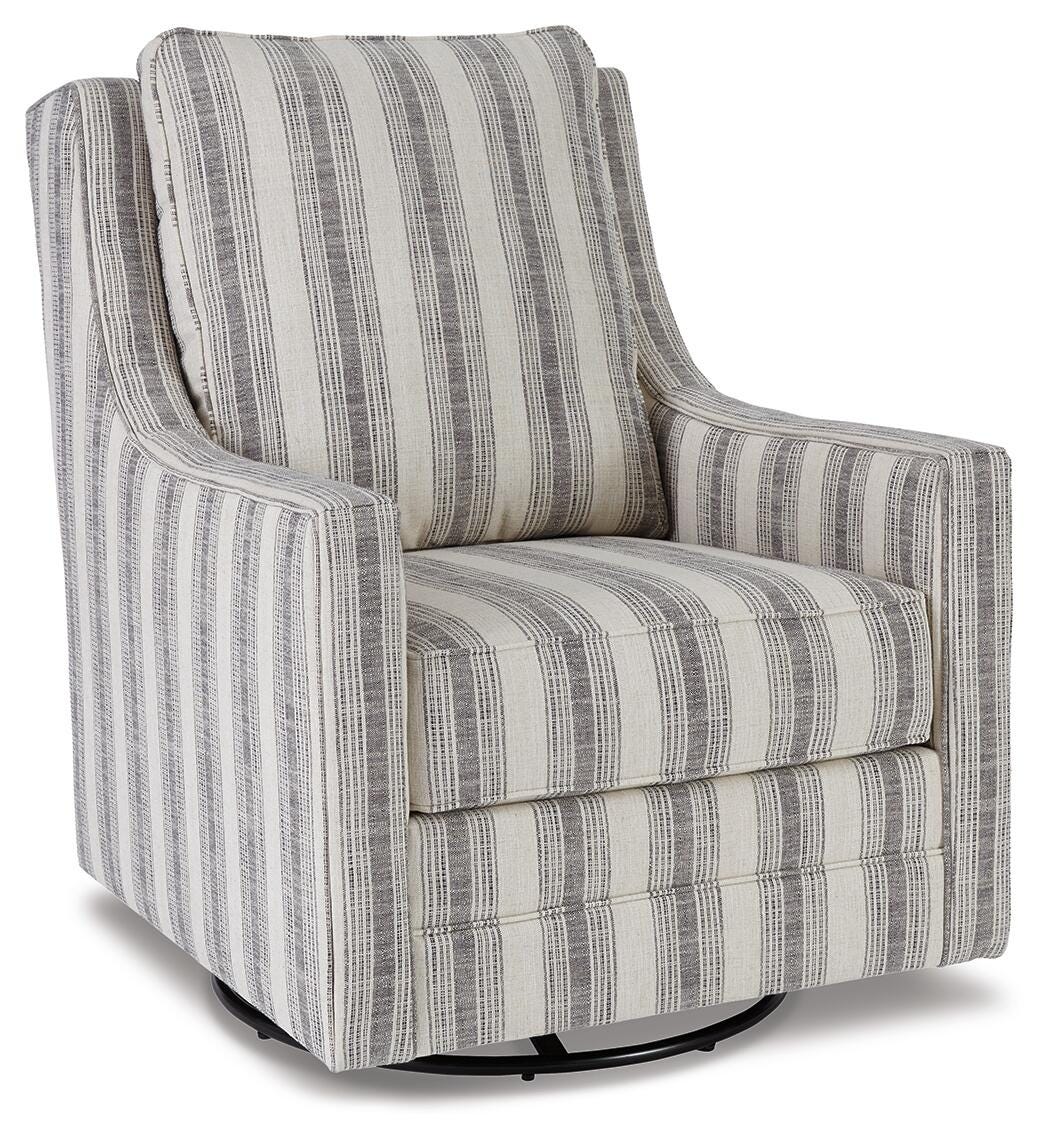 Kambria Swivel Glider Accent Chair - Ivory/Black