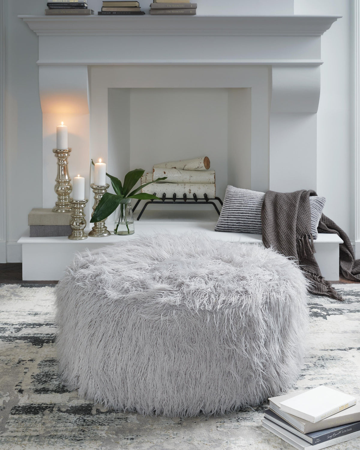 Galice Oversized Accent Ottoman - Light Gray