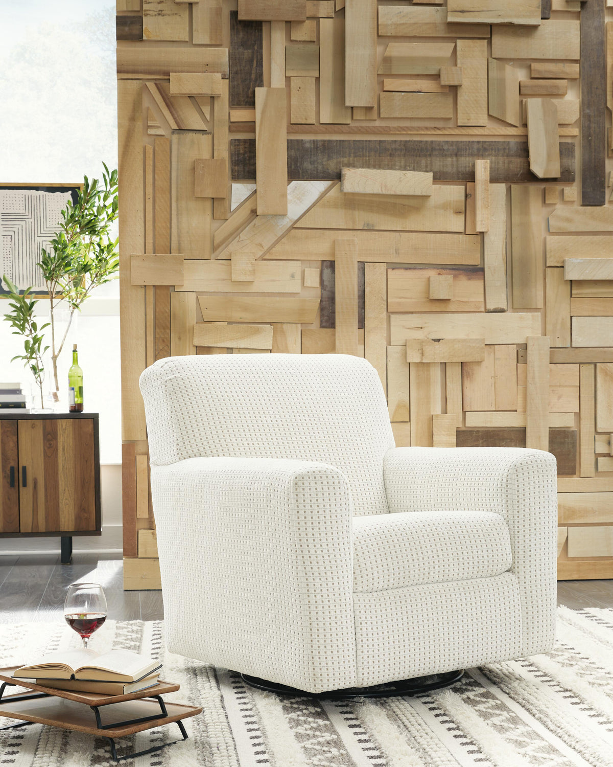 Herstow Swivel Glider Accent Chair - Ivory