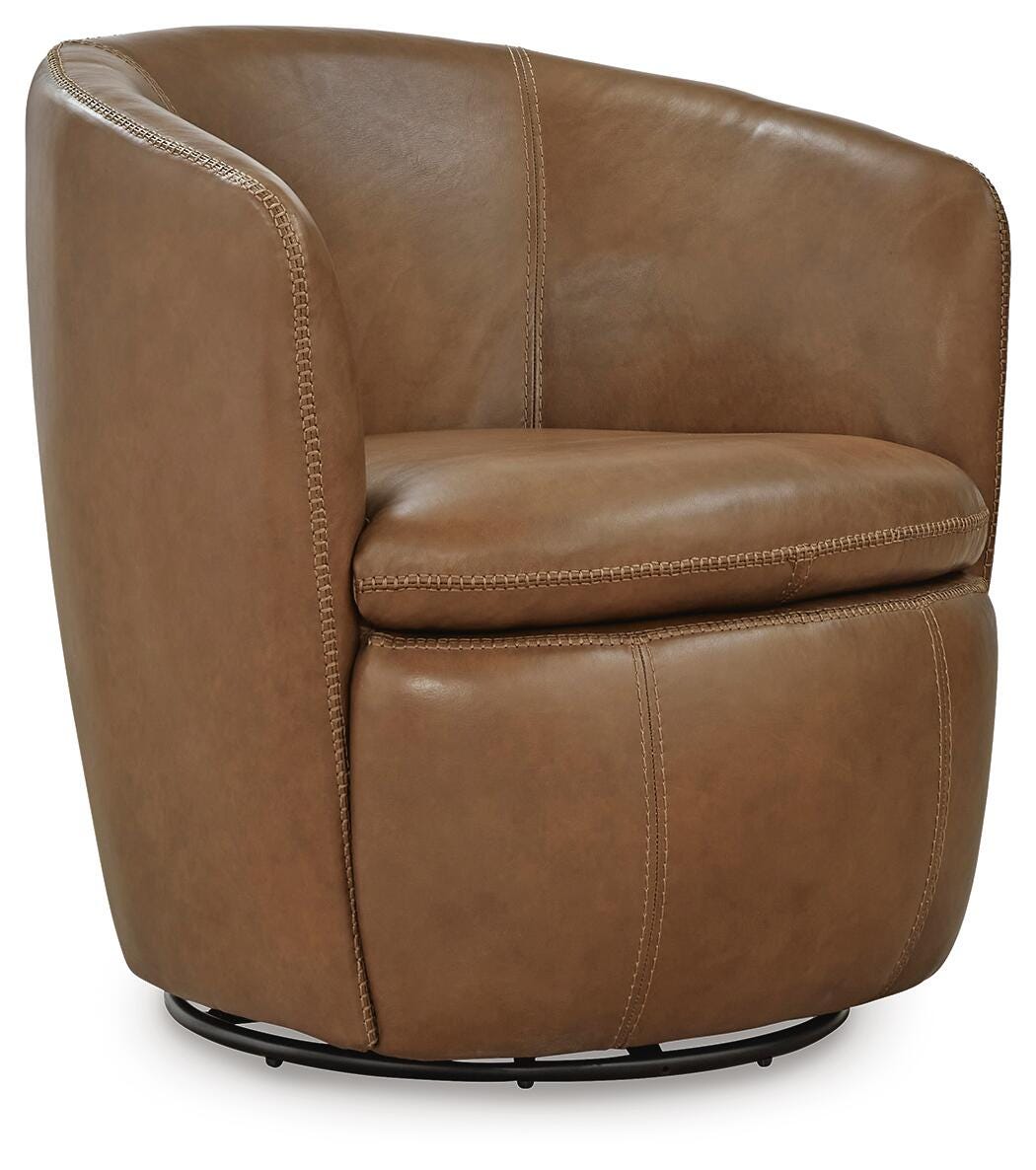 Kierreys Swivel Accent Chair - Caramel