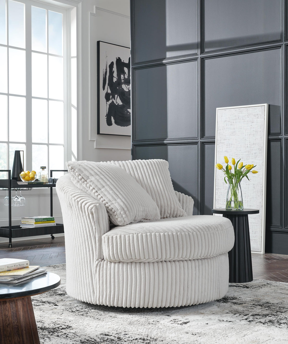 Gramwell Swivel Accent Chair - Alloy