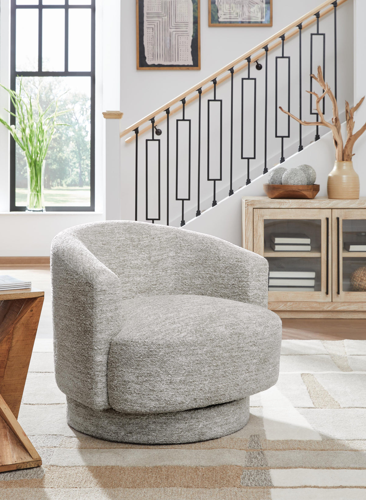 Wardsor Swivel Accent Chair - Stone