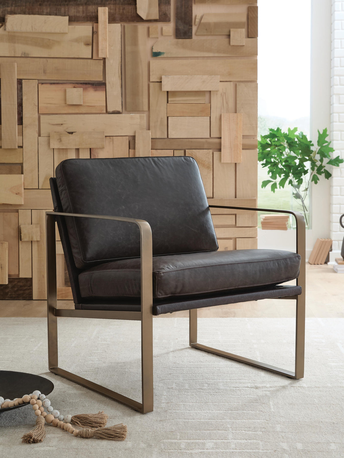 Bradett Accent Chair - Dark Brown/Gold Finish