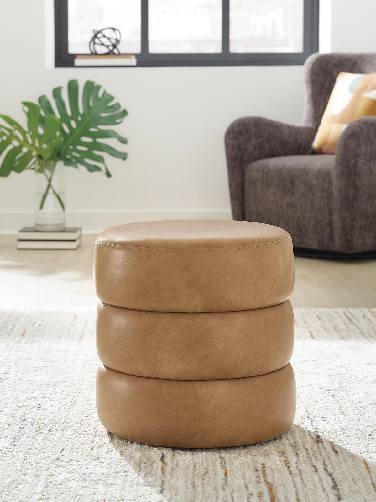 Ummi Swivel Accent Ottoman - Caramel