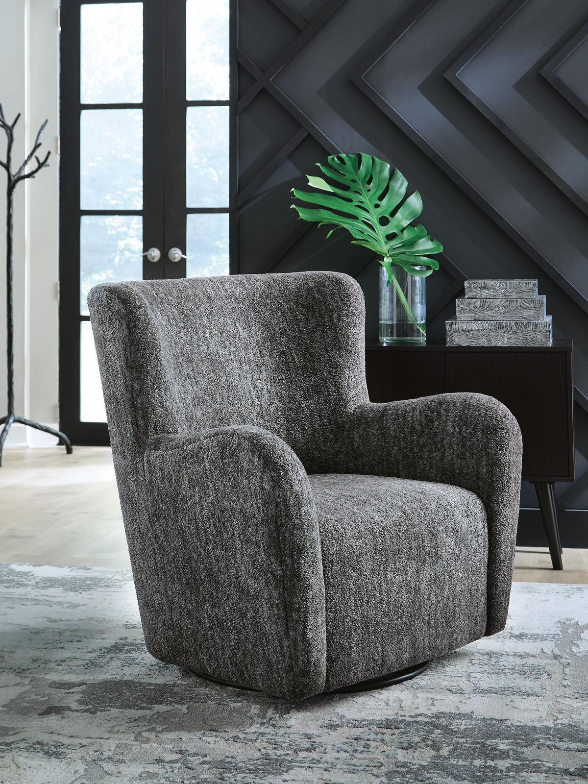 Rowenburg Swivel Glider Accent Chair - Heather Charcoal