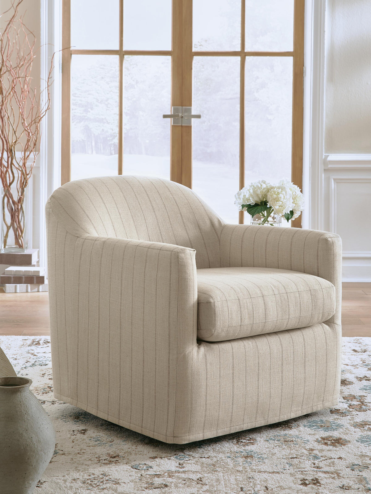 Valwick Swivel Accent Chair - Cream/Brown