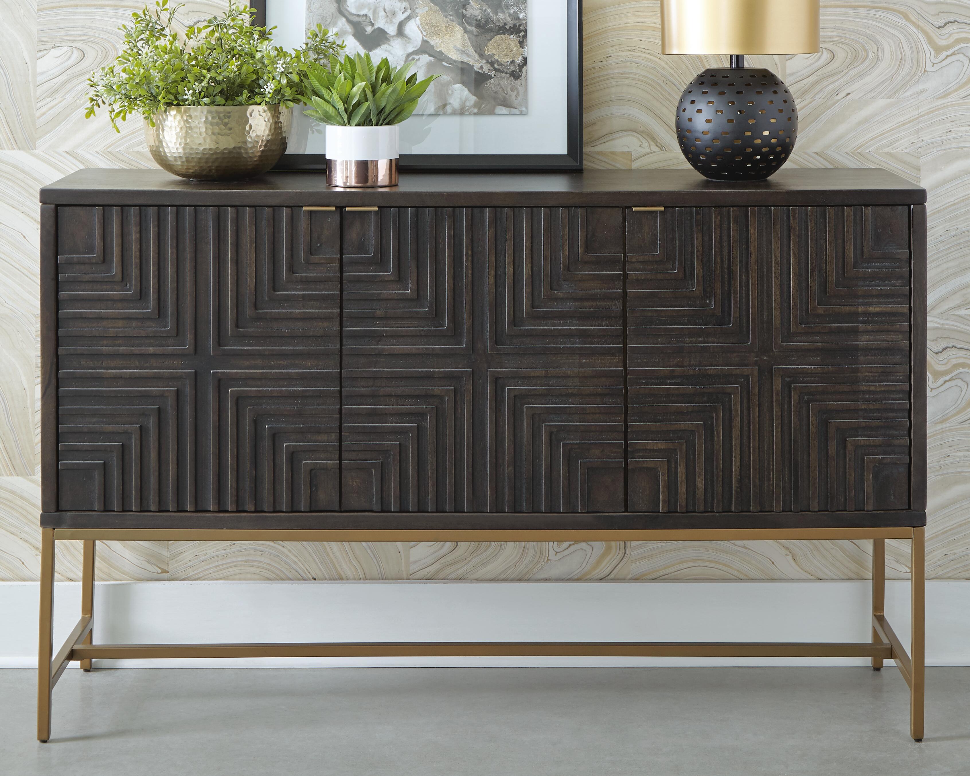 Elinmore Accent Cabinet - Brown/Gold Finish