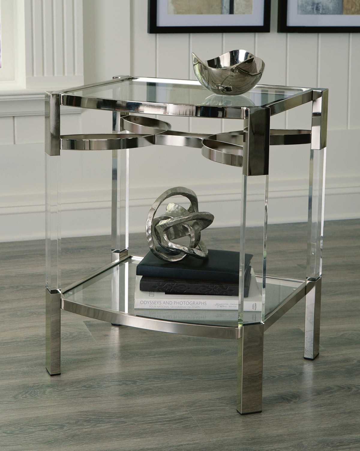 Chaseton Accent Table - Clear/Silver Finish