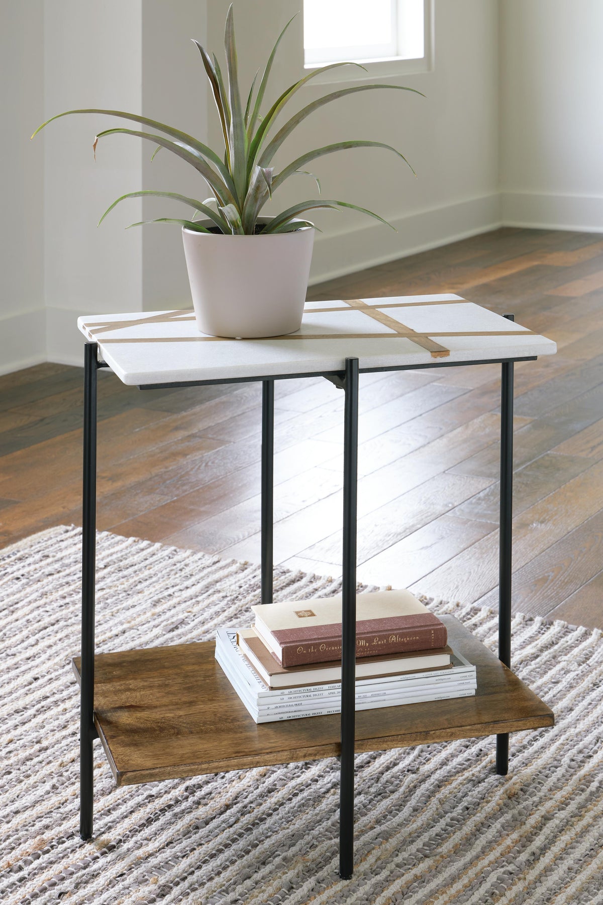 Braxmore Accent Table - White/Light Brown