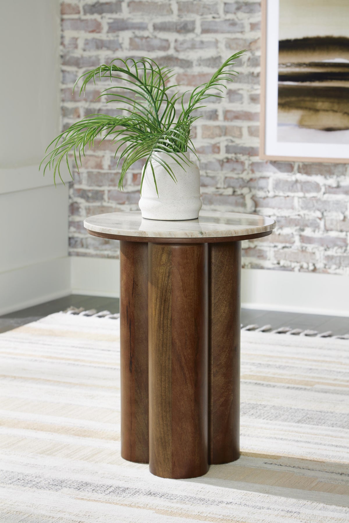 Henfield Accent Table - Beige/Brown