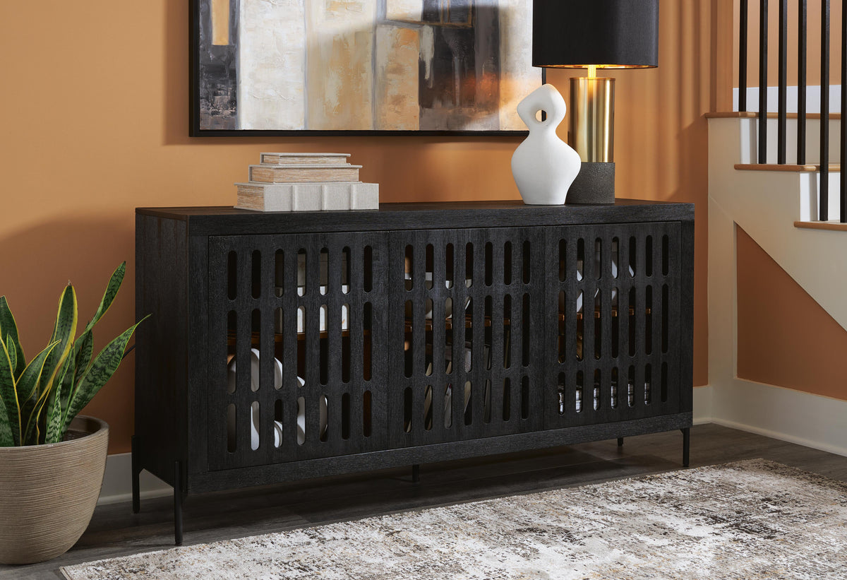 Vallisburg Accent Cabinet - Black/Natural