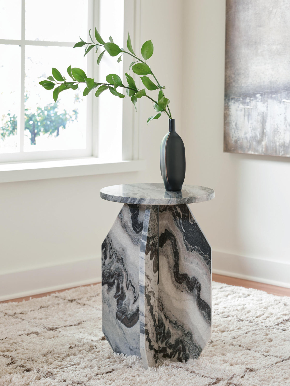 Wrenlane Accent Table - Black/White/Taupe