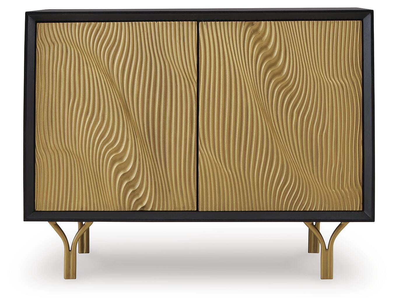 Tayner Accent Cabinet - Black/Gold Finish
