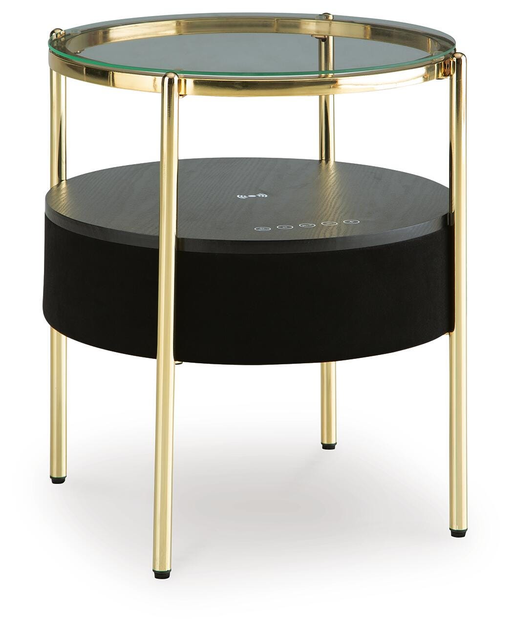 Nedman Accent Table with Speaker - Black/Gold Finish