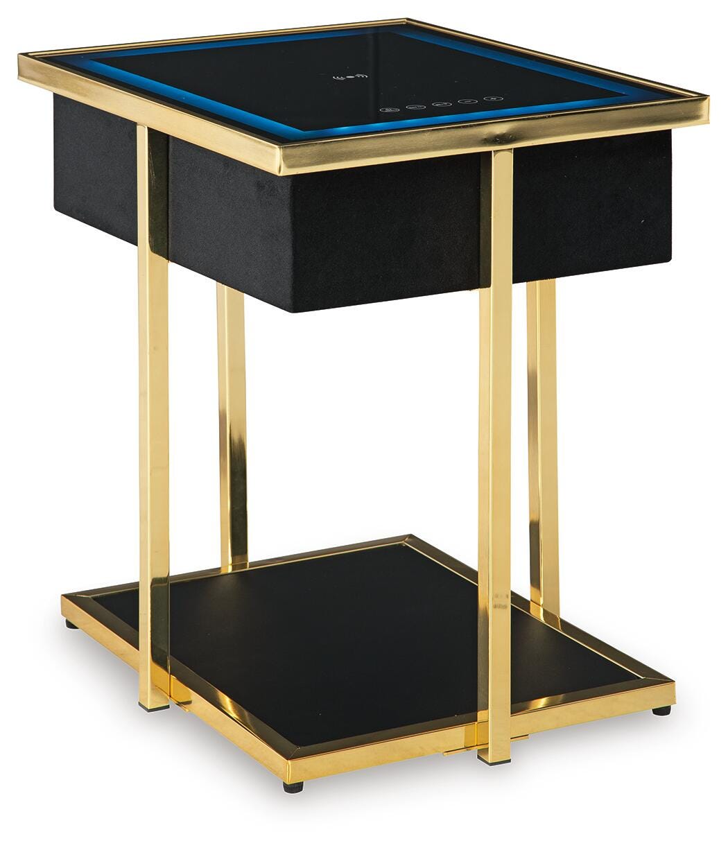 Rexwell Accent Table with Speaker - Black/Gold Finish