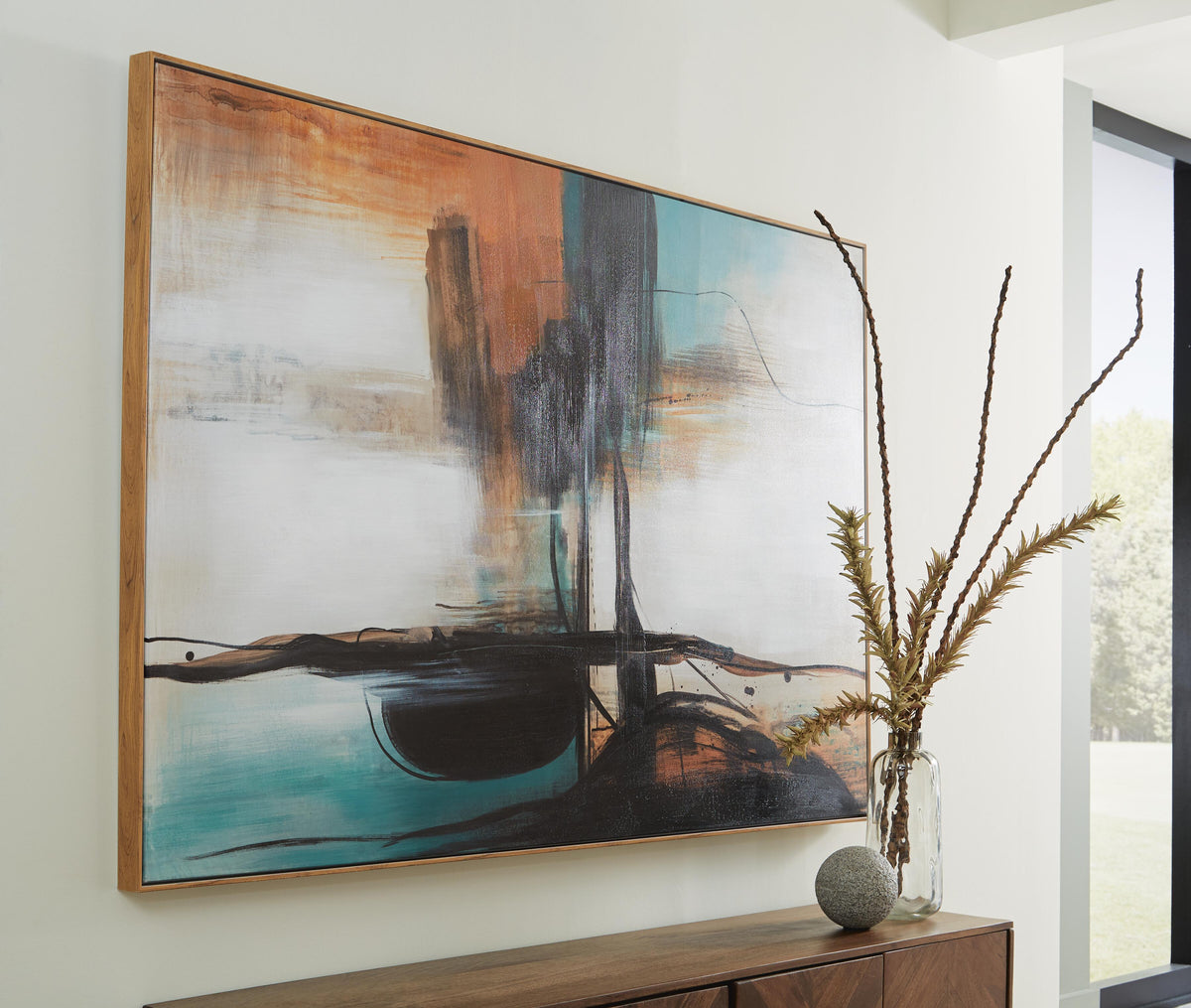 Brunonia Wall Art - Teal/Orange/Black