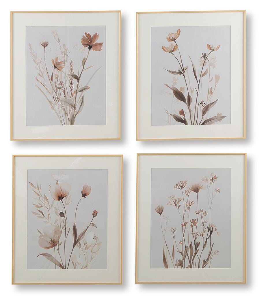 Chettings Wall Art Set (4/CN) - Beige/Gray/Blush