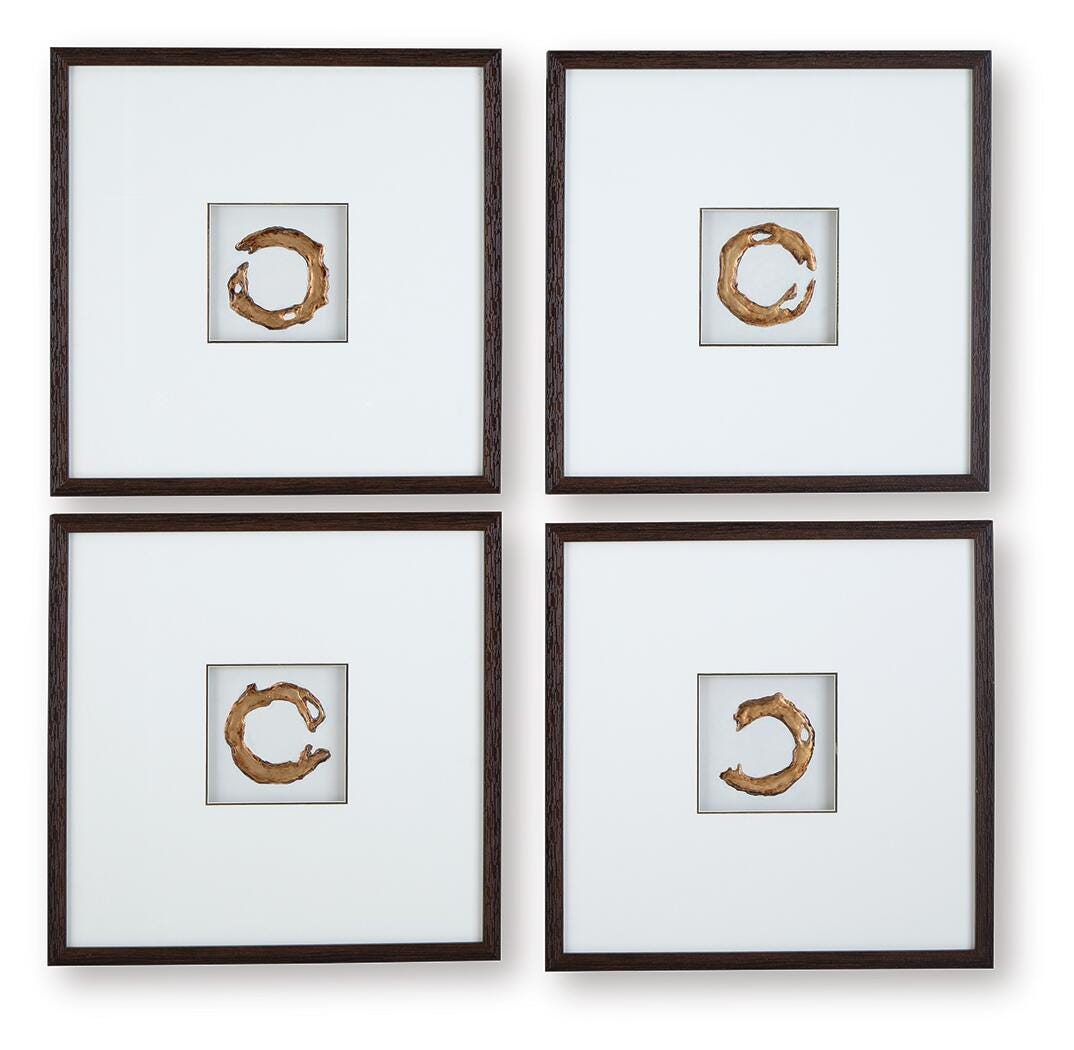 Dallbourne Wall Art Set (4/CN) - White/Gold Finish