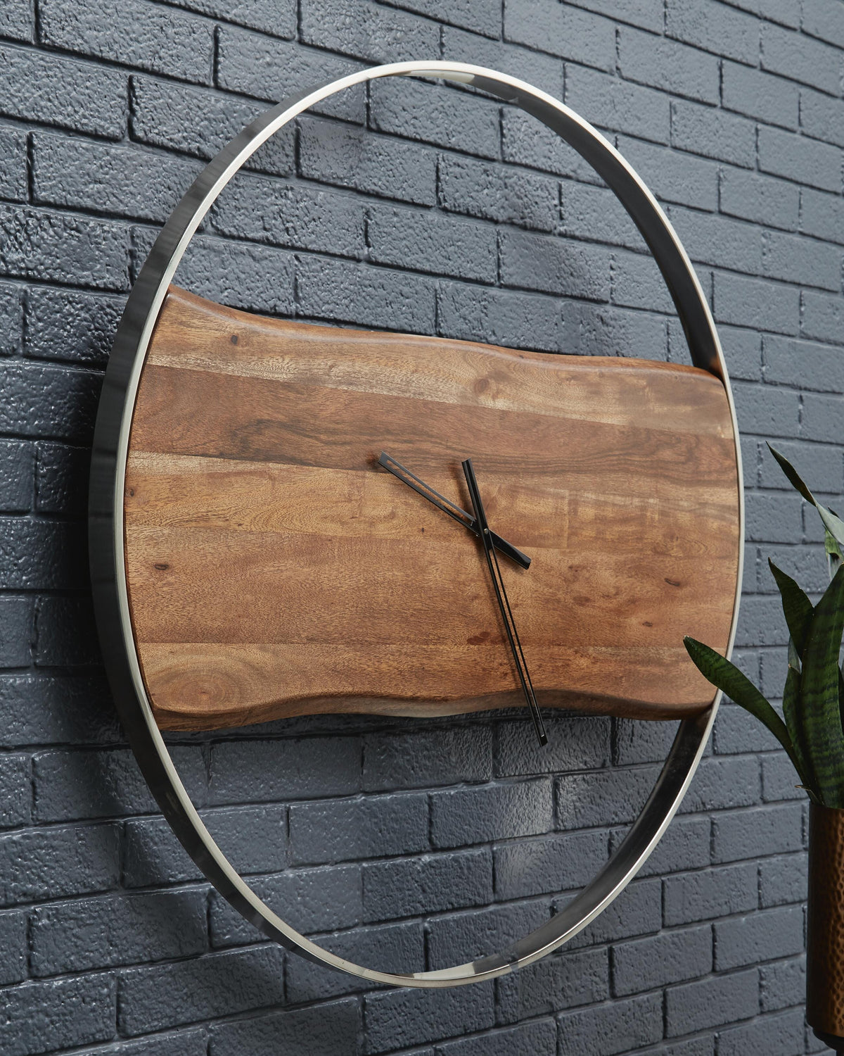 Panchali Wall Clock - Brown/Silver Finish