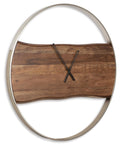 Panchali Wall Clock - Brown/Silver Finish