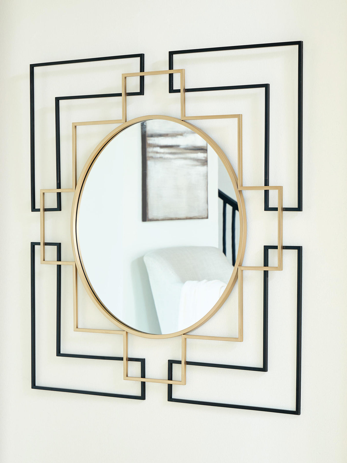 Oceanal Accent Mirror - Black/Gold Finish