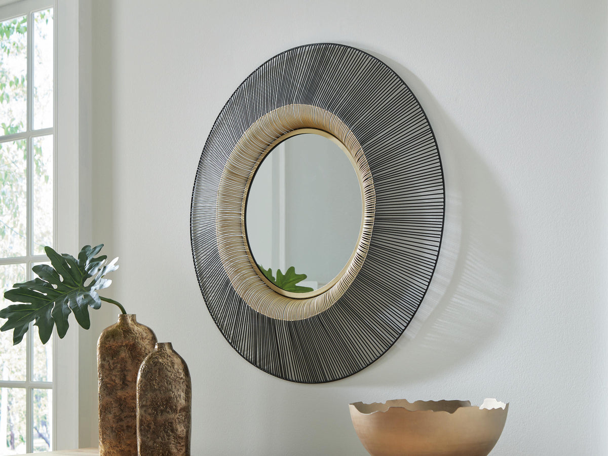 Dallmen Accent Mirror - Black/Gold Finish