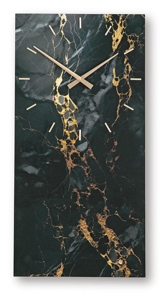 Teague Wall Clock - Black/Gold Finish