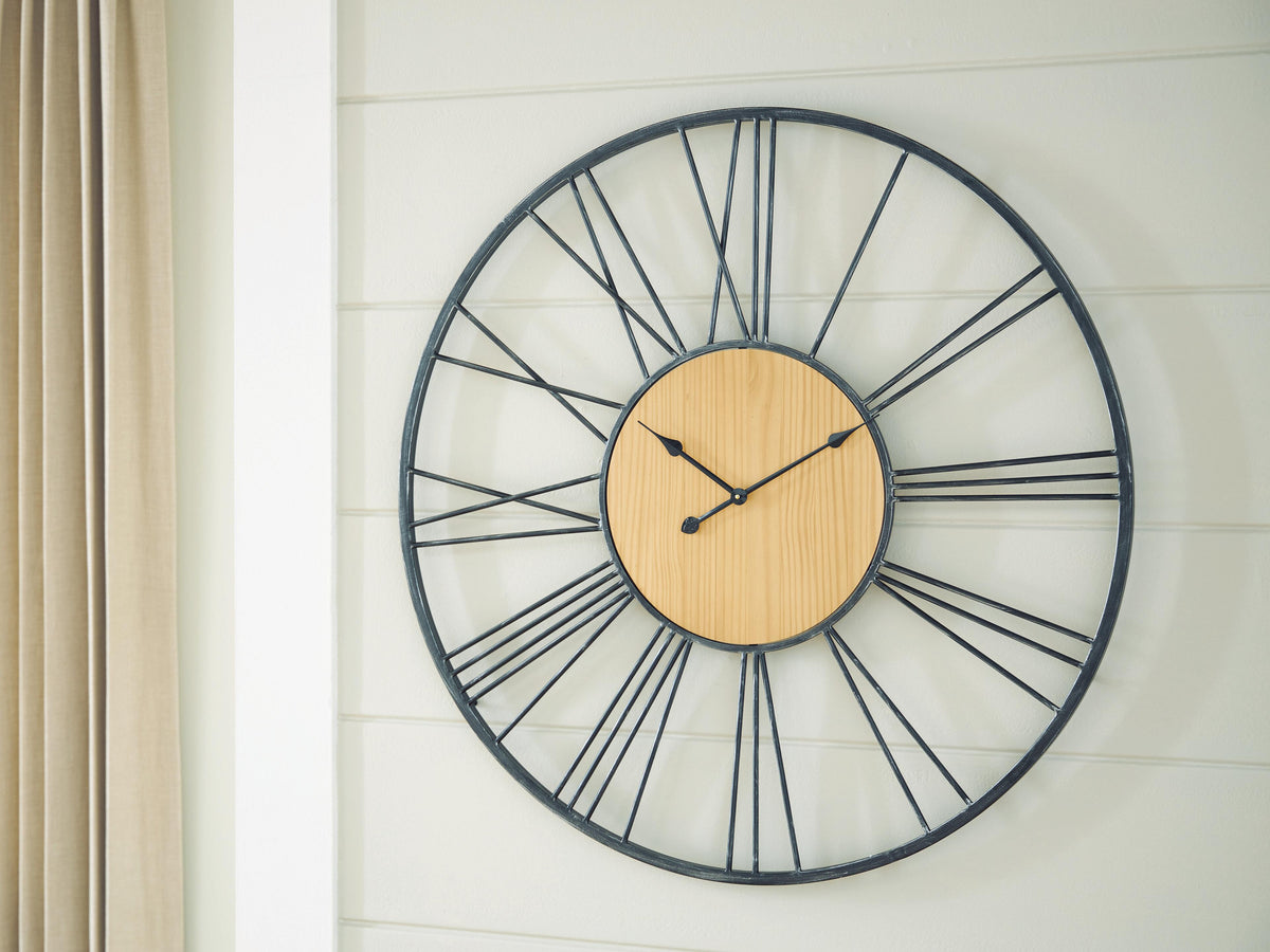 Brockett Wall Clock - Black/Natural