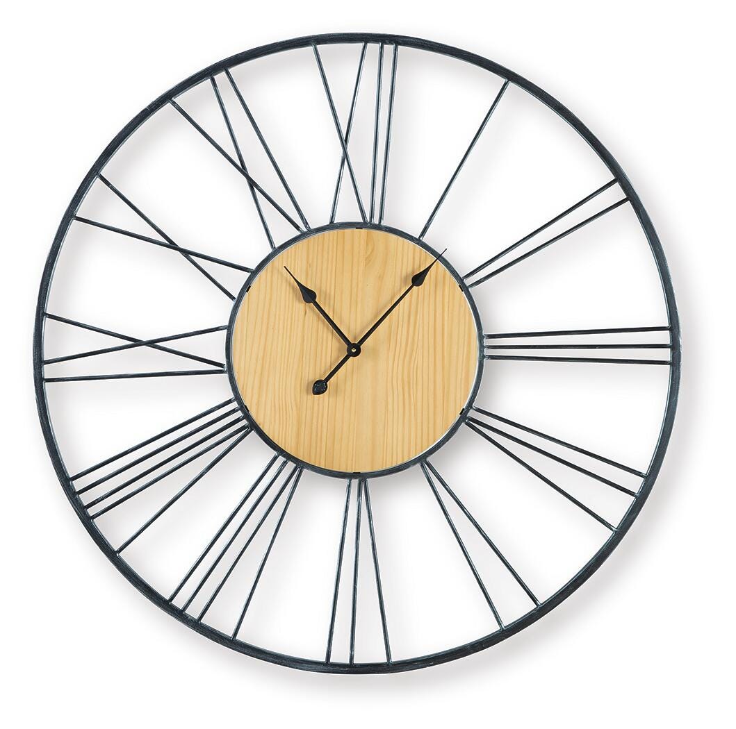 Brockett Wall Clock - Black/Natural