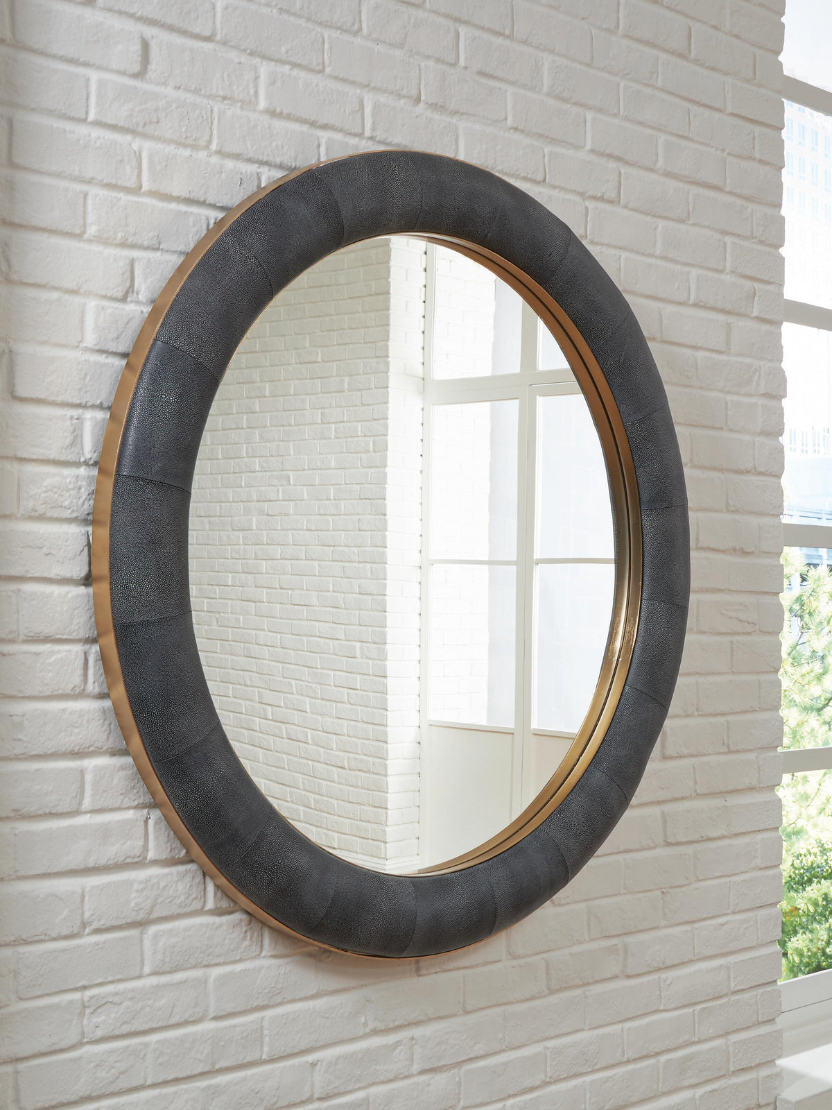 Corinsworth Accent Mirror - Charcoal/Brass Finish