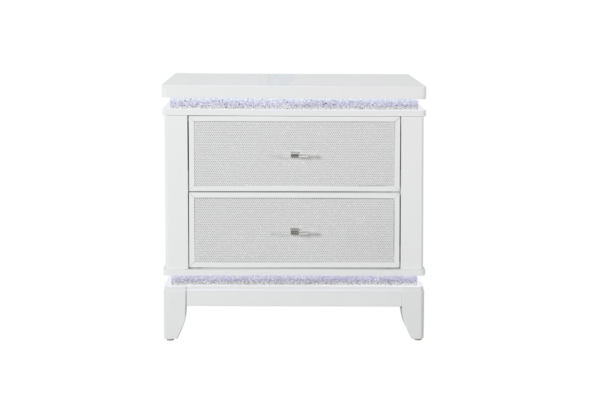 Alina White Nightstand With LED And USB