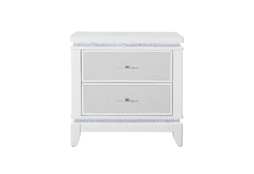 Alina White Nightstand With LED And USB