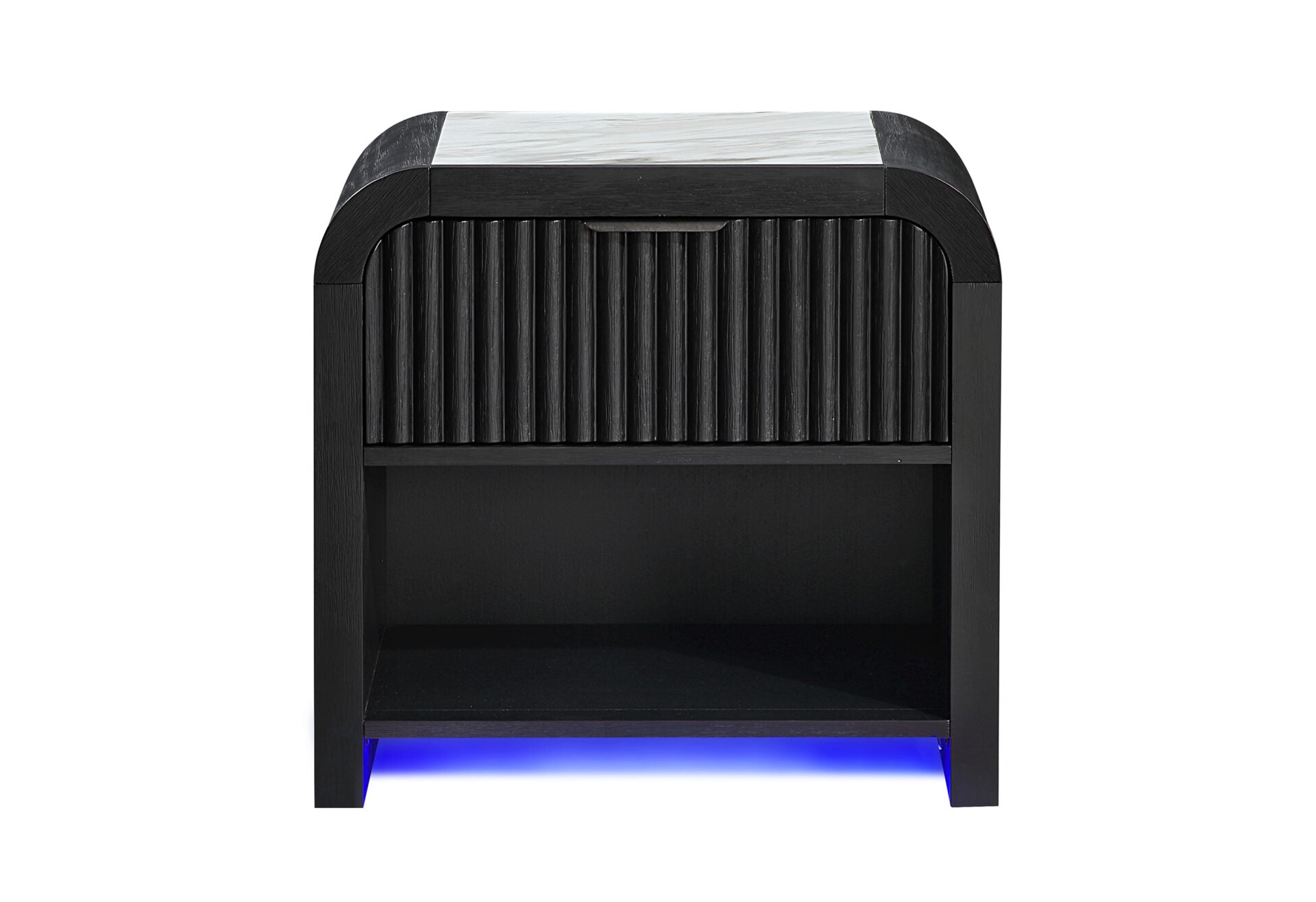 Beckett Wht/Blk Nightstand W/LED & Speaker