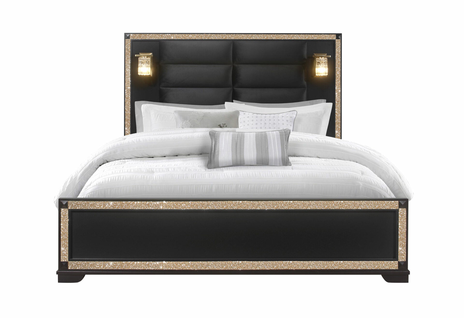 Blake Black King Bed With Lamps