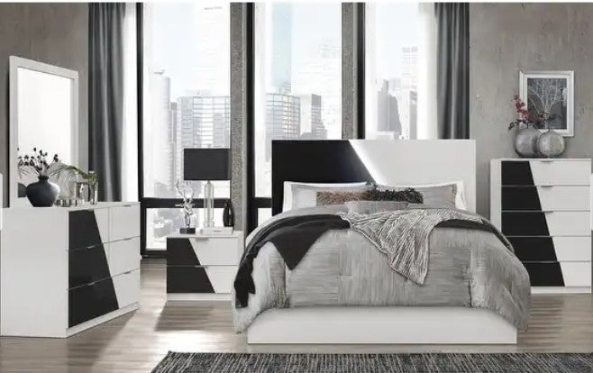 BLACK AND LIGHT GRAY 5 PCS QUEEN BEDROOM SET