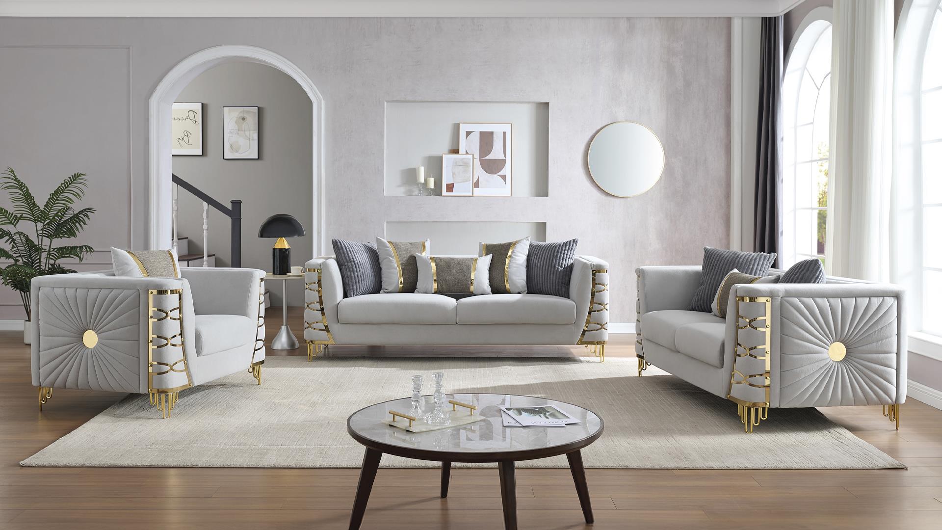 Contessa Living Room Collection - Gray