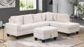 Cozy Sectional Sofa with Ottoman Cream