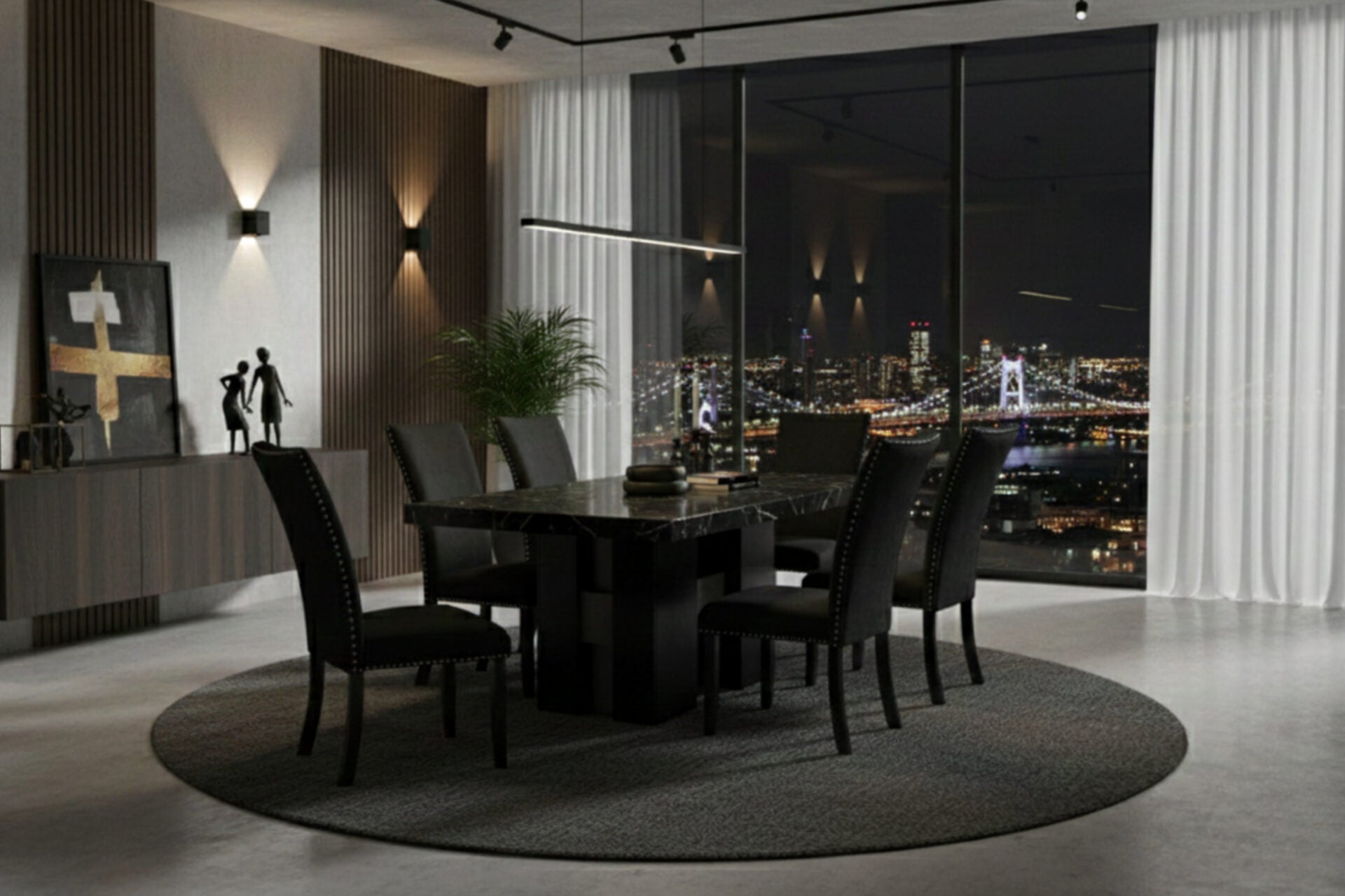 D03 Dining Table +6 D03 Dining Chairs Black
