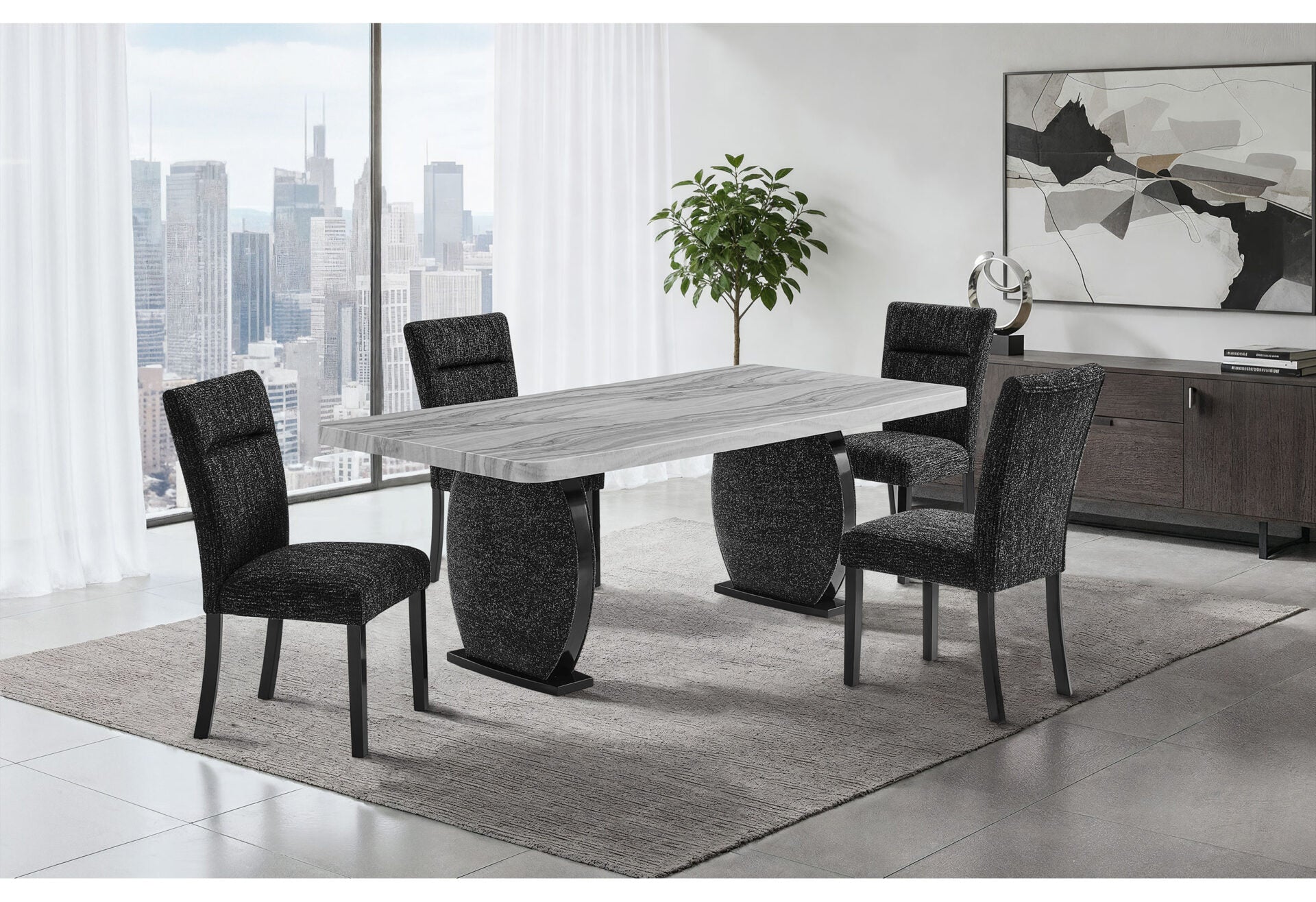 D2502 Dining Table And 8 Dining Chairs
