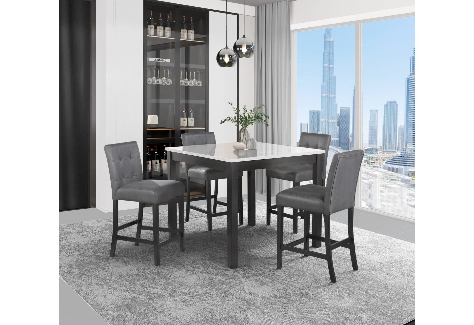 D4052 Bar Table And 4 Bar Stools
