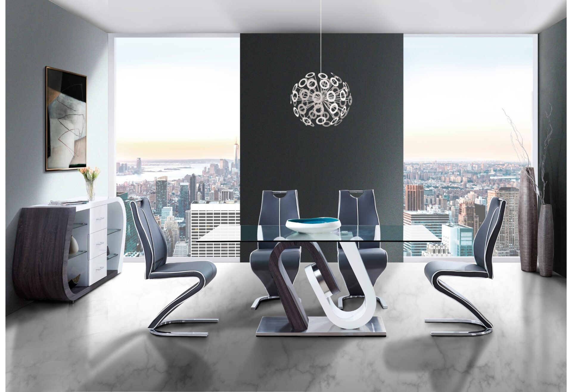 D4127N Dining Table +4 D4127N Dining Chairs
