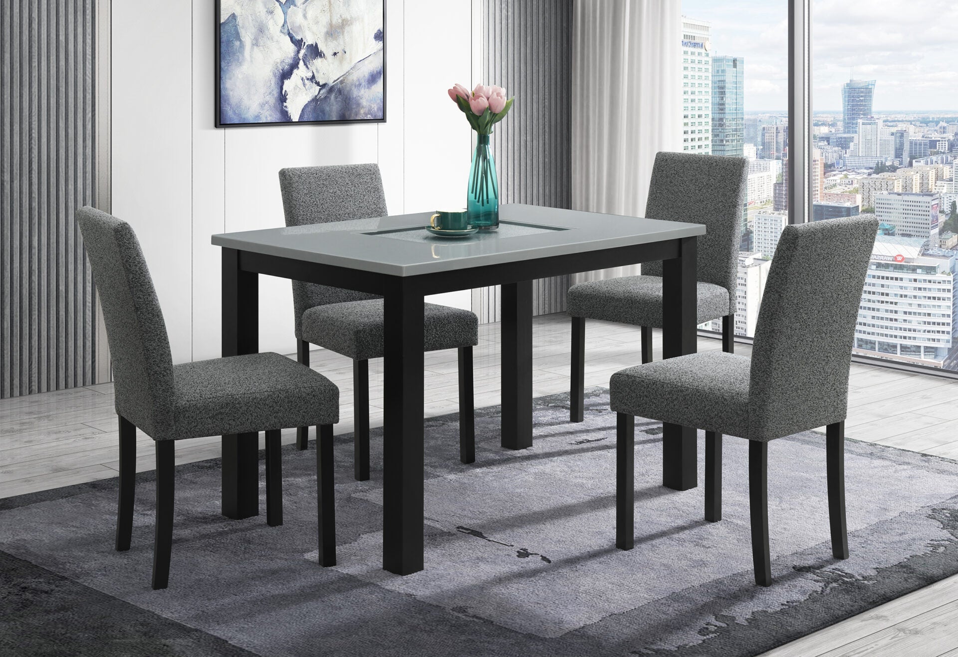 D8112 Dining Table With 4 D8112 Dining Chairs