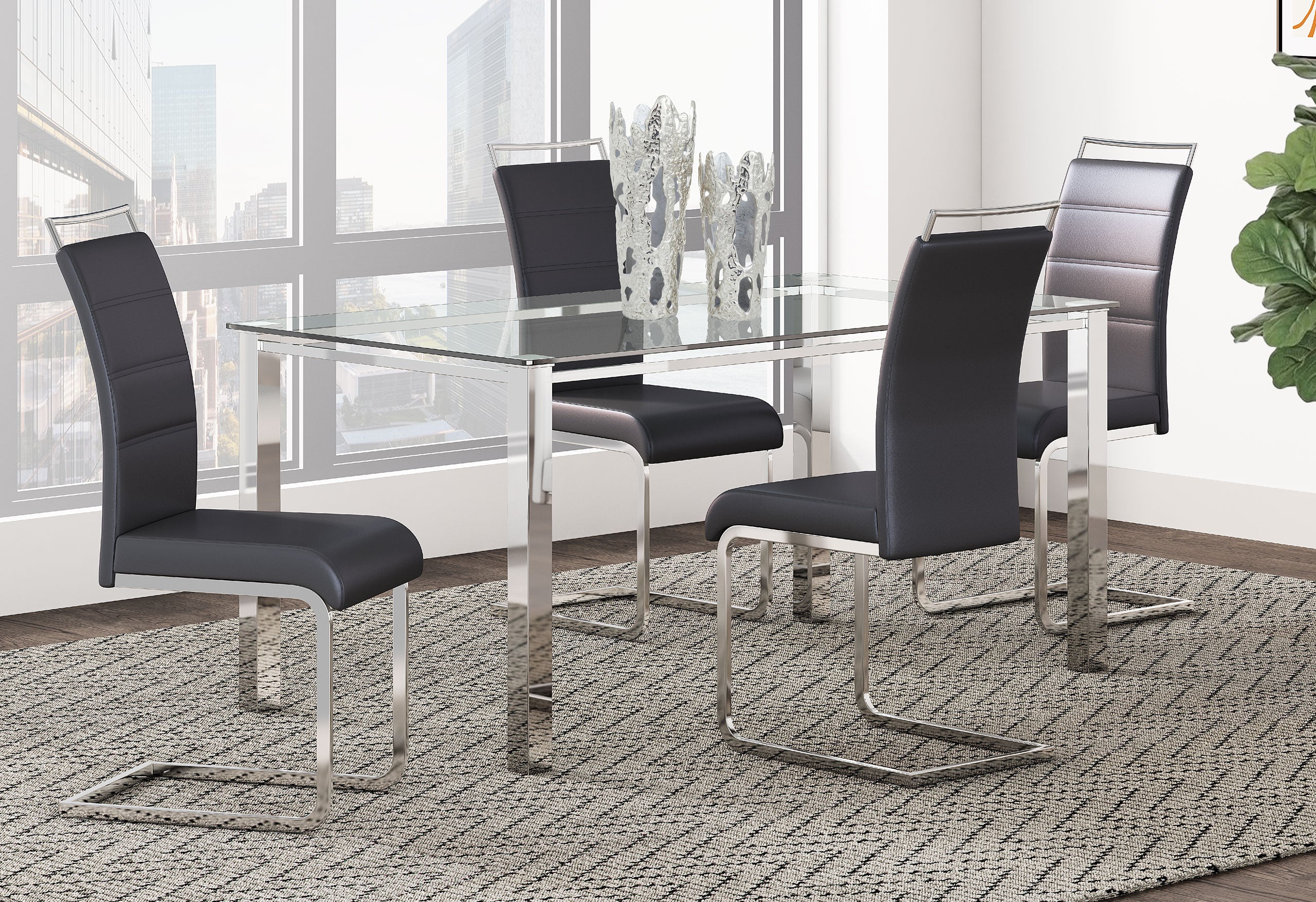 BLACK DINETTE GLASS TABLE